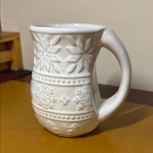White Embossed Ceramic Mug